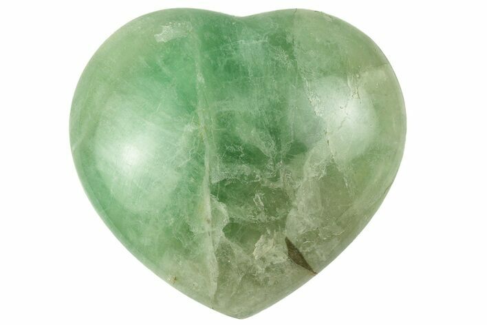 Polished Fluorescent Green Fluorite Heart - Madagascar #256192